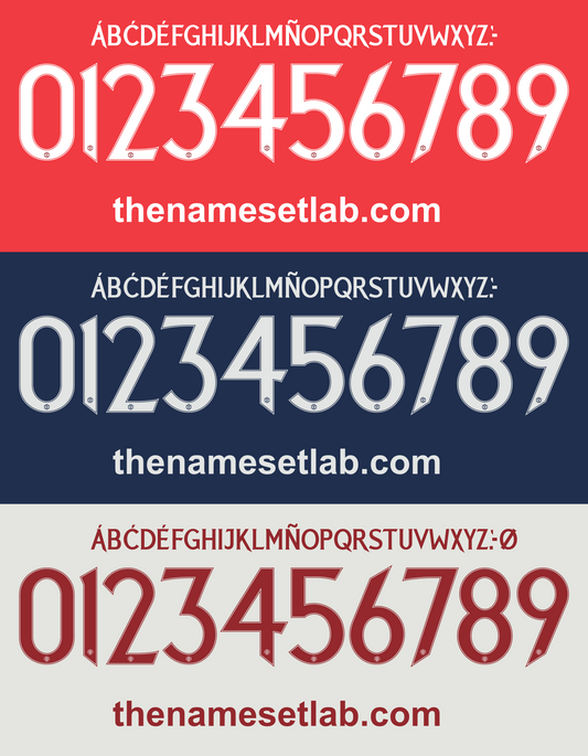 Manchester United 2024-2025 nameset Classic Premier font vector file
