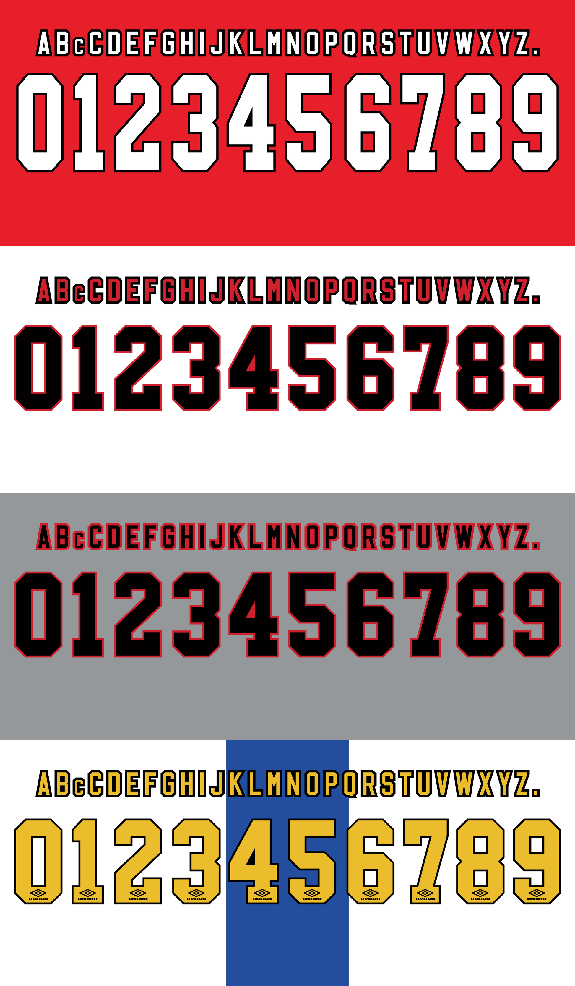 Manchester United 1996-1997 nameset Classic Premier font vector file
