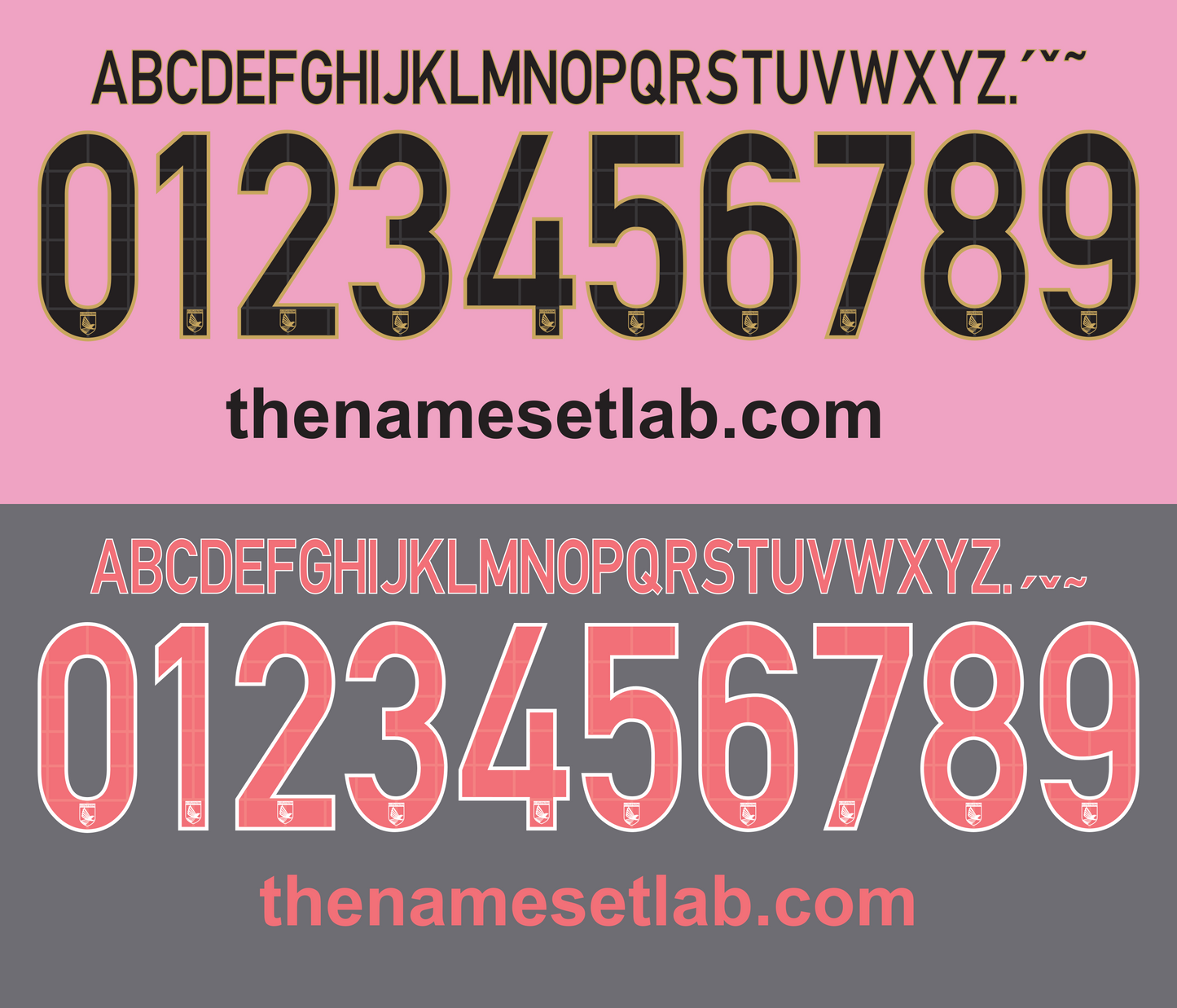 Palermo 2014-2015 Nameset Black and red text on pink and gray backgrounds with 'thenamesetlab.com' branding.