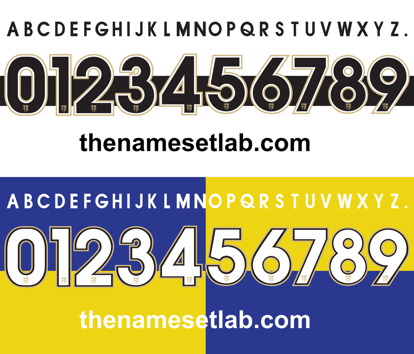Parma 2013-2014 Nameset Alphabet and number set with 'thenamesetlab.com' branding on a white background.