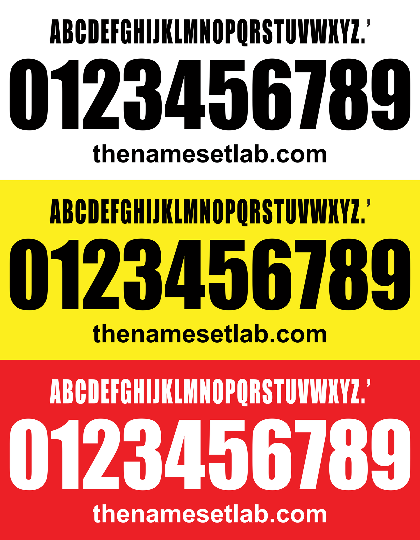 Set of Siena 2005-2006 Nameset letters and numbers on three different colored backgrounds with 'thenamesetlab.com' text.