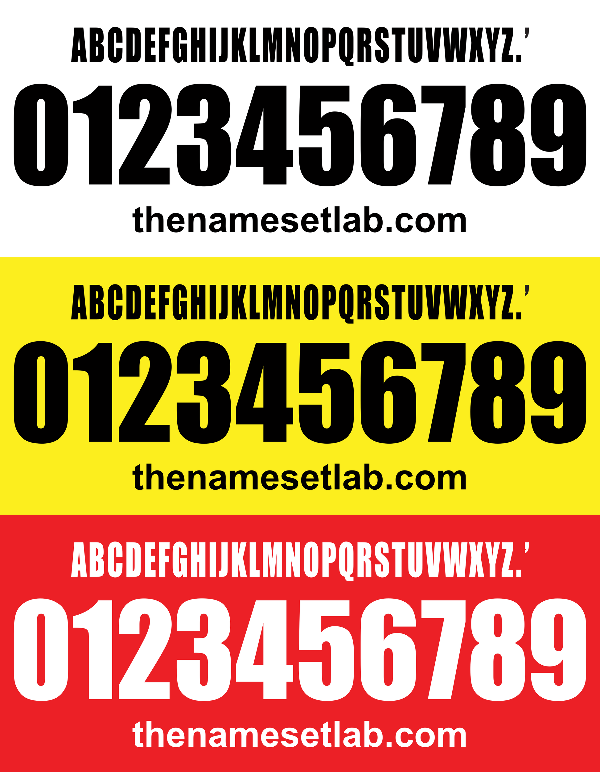 Set of Siena 2005-2006 Nameset letters and numbers on three different colored backgrounds with 'thenamesetlab.com' text.