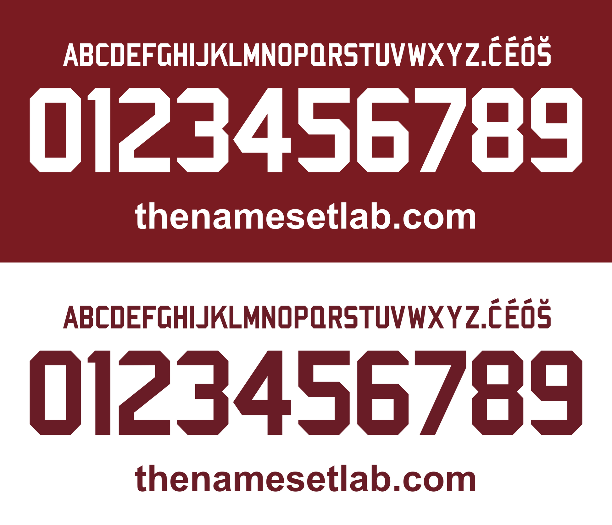 White and maroon Torino 2017-2018 Nameset text on a red background with 'thenamesetlab.com' branding.